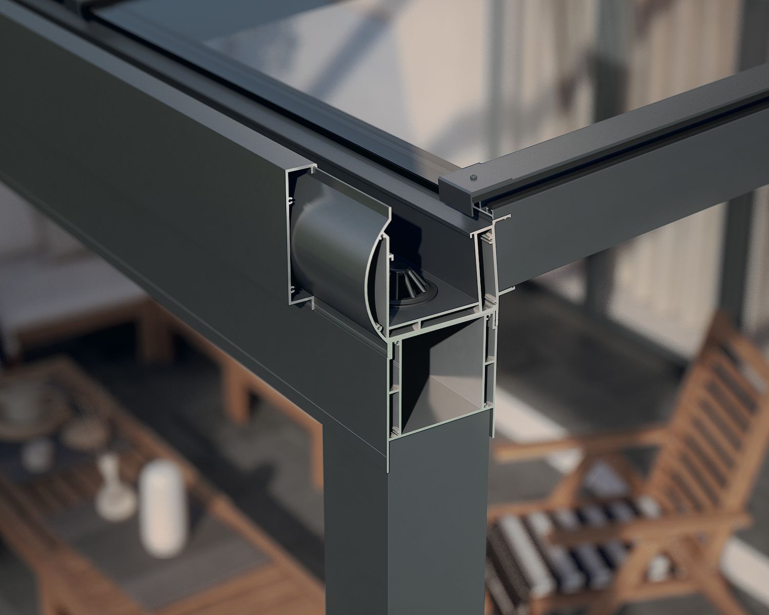 Ohne mittleren Pfosten Terrassenüberdachung