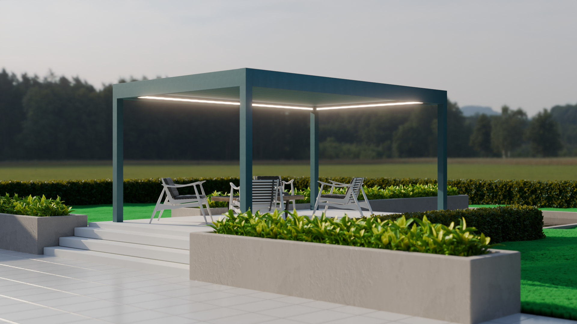 LED Stripes für Terrassenüberdachung